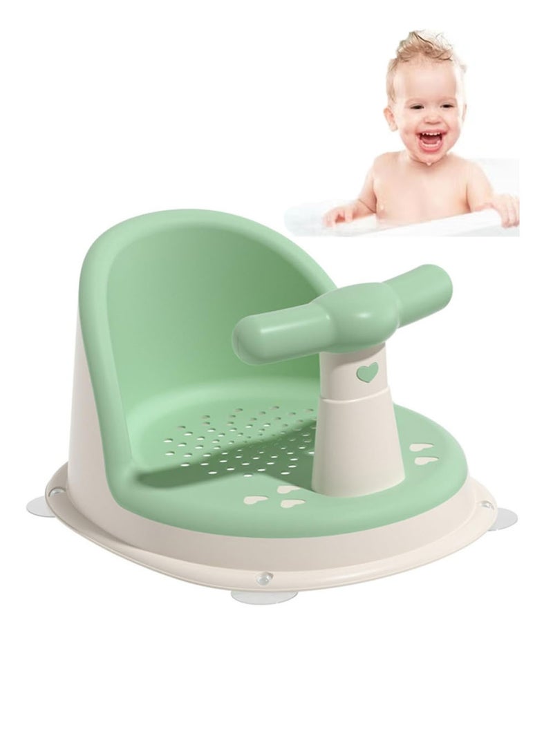 عام كرسي استحمام للأطفال مانع للانزلاق، بتصميم يسمح بمرور الهواء، آمن ومريح، مناسب للأطفال الرضع، مزود بأكواب شفط متينة، كرسي استحمام محمول بلون أخضر منعش للأطفال من عمر 0-3 سنوات - Image 1